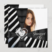 Invitation Zebra Sweet 16 Seize Anniversaire Photo (Devant / Derrière)