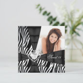 Invitation Zebra Sweet 16 Seize Anniversaire Photo (Debout devant)