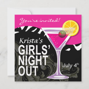 Invitation Zebra Swoop Girls' Night Out Cocktail Party