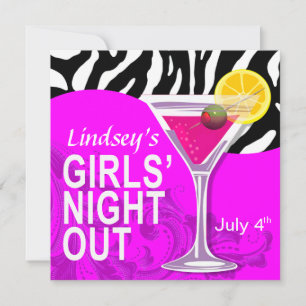 Invitation Zebra Swoop Girls' Night Out Cocktail Party