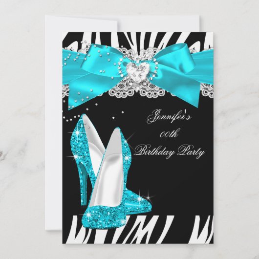 Invitation Zebra Turquoise Turquoise Chaussure haute talon An (Devant)
