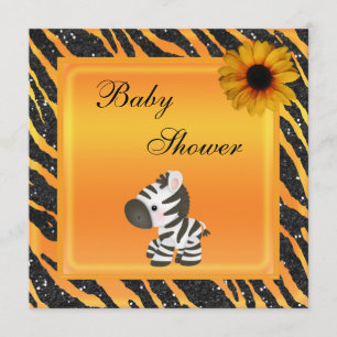 Invitation Zèbre, baby shower de parties scintillantes de
