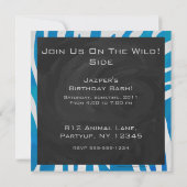 Invitation Zèbre bleu et blanc avec Monogramme (Dos)