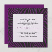 Invitation Zèbre branché - Violet (Devant / Derrière)