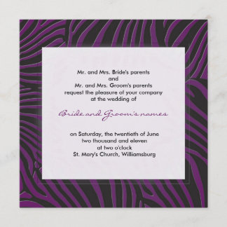 Invitation Zèbre branché - Violet