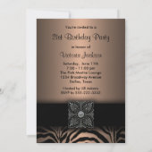 Invitation Zèbre Brown et noir 21ème anniversaire (Dos)