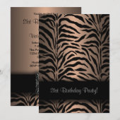 Invitation Zèbre Brown et noir 21ème anniversaire (Devant / Derrière)