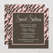 Invitation Zèbre Brown et rose (Devant / Derrière)