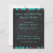 Invitation Zèbre Brown et Turquoise avec Monogramme (Dos)