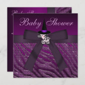 Invitation Zèbre d'Halloween violet et Baby shower Poster de  (Devant / Derrière)