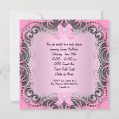 Invitation Zèbre gris rose Baby shower mignonne Bébé fille (Dos)
