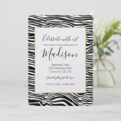 Invitation Zèbre noir et blanc Imprimer Anniversaire (Debout devant)