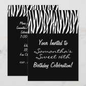 Invitation Zèbre noir et blanc personnalisé (Devant / Derrière)