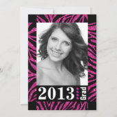 Invitation Zèbre noir et rose chaud Imprimer la photo (Dos)