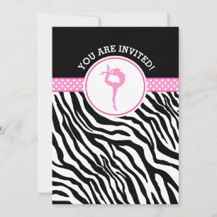 Invitation Zèbre personnalisé Imprimer Gymnastique en rose