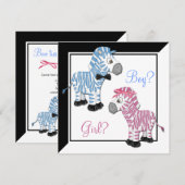 Invitation Zèbre rose bleu Zèbre révélation de genre (Devant / Derrière)