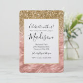 Invitation Zèbre rose chic Imprimer Glitz (Debout devant)