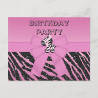 Zèbre rose mignon et fête d'anniversaire imprimée