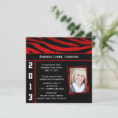 Invitation Zèbre rouge et noir Imprimer l'invitation de gradu (Debout devant)