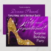 Invitation Zèbre stylet 60 de parties scintillantes et (Devant / Derrière)