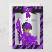 Invitation Zèbre Talons Hauts Violets Fille de Baby Shower Et (Devant)