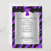 Invitation Zèbre Talons Hauts Violets Fille de Baby Shower Et (Dos)