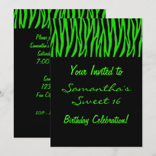 Invitation Zèbre vert personnalisé