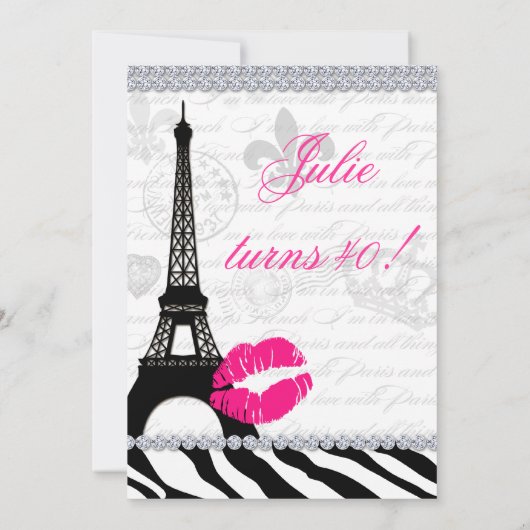 Invitation Zees Anniversaire Paris Card Tour Eiffel Zebra (Dos)