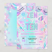 Invitation Zen At Ten Party Pastel Maquillage Spa 10e anniver (Devant / Derrière)