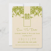 Invitation Zen Bamboo Double Bonheur Chinois Sauver La Date (Devant)