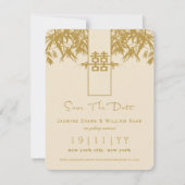 Invitation Zen Bamboo Double Bonheur Chinois Sauver La Date (Devant)