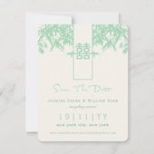 Invitation Zen Bamboo Double Bonheur Chinois Sauver La Date (Devant)