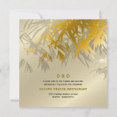 Invitation Zen Bamboo Feuille or & Brown chic asiatique Maria (Dos)