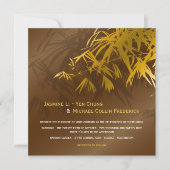 Invitation Zen Bamboo Feuille or & Brown chic asiatique Maria (Devant)