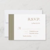 Invitation Zen olivier or blanc subtil rayures mariage RSVP (Devant)