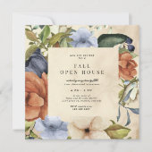 Invitation Zephyr Automne Élégant Carré Floral Open House (Devant)