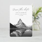 Invitation Zermatt Enregistrer la date Suisse Noir & Blanc (Debout devant)