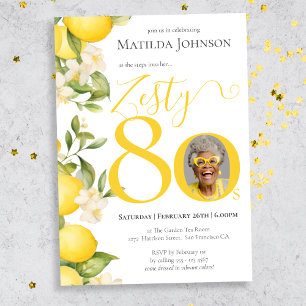 Invitation Zesty Lemon Photo Fun 80th Birthday Party