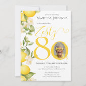 Invitation Zesty Lemon Photo Fun 80th Birthday Party (Devant)