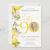 Invitation Zesty Lemon Photo Fun 90th Birthday Party (Devant)