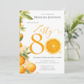 Invitation Zesty Orange Amusant 80e Anniversaire Fête Invitat (Debout devant)