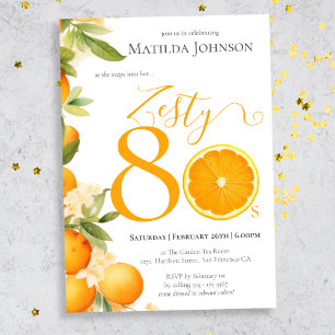 Invitation Zesty Orange Amusant 80e Anniversaire Fête Invitat