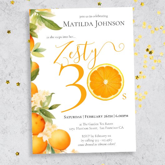 Invitation Zesty Orange Fun 30e anniversaire fête