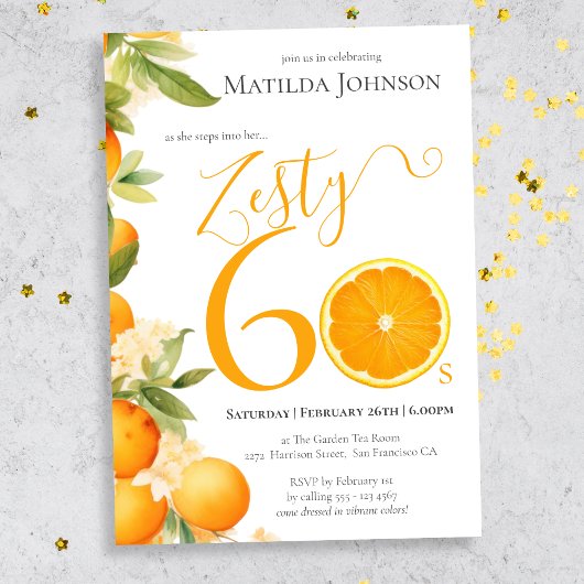 Invitation Zesty Orange Fun 60e anniversaire fête