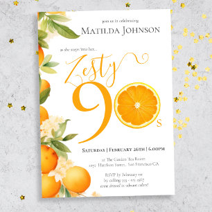 Invitation Zesty Orange Fun 90e fête d'anniversaire