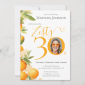 Invitation Zesty Orange Photo 30th Birthday Party (Devant)