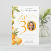 Invitation Zesty Orange Photo 30th Birthday Party (Debout devant)