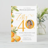 Invitation Zesty Orange Photo 40e fête d'anniversaire (Debout devant)