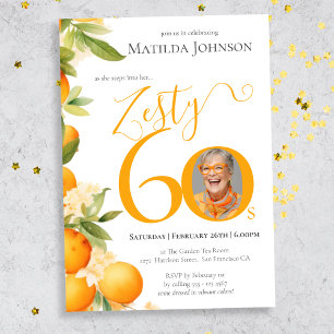 Invitation Zesty Orange Photo 60e fête d'anniversaire