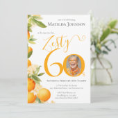 Invitation Zesty Orange Photo 60e fête d'anniversaire (Debout devant)